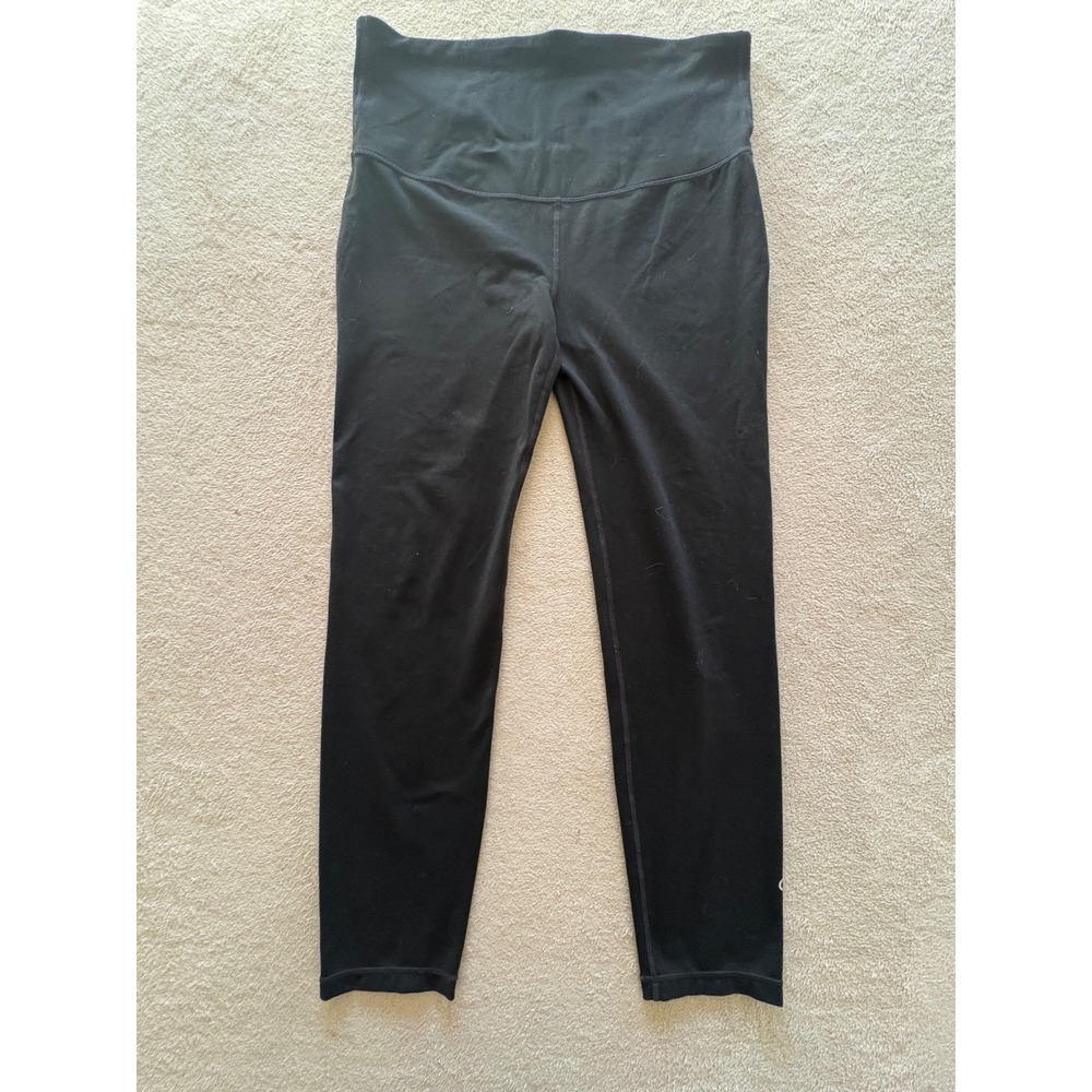 GapFit Maternity Black Leggings Size L High Waisted Cropped Athleisure